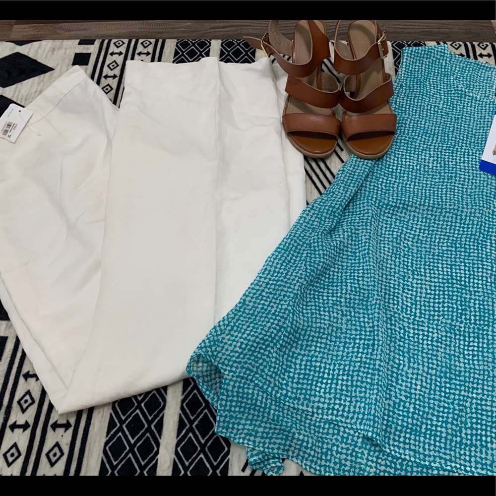 White Solid Trousers